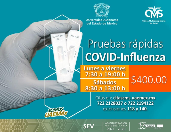 ofrececlinicamultidisciplinariadesaluddelauaemexpruebasrapidasparadetectarcovid19einfluenza